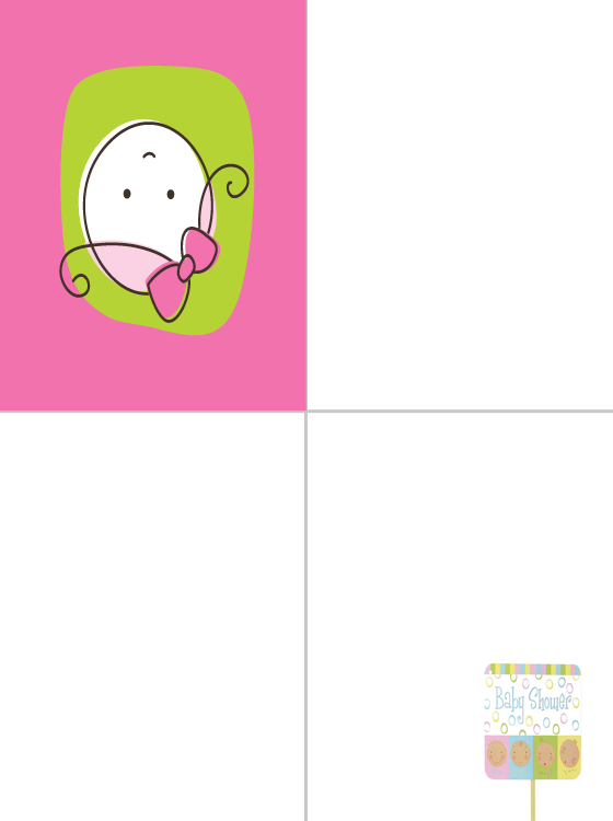 Printable Hot Pink Quad Fold Invitations