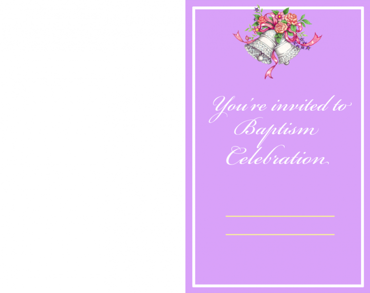 Pink With Bells Baptism Printable Invitations