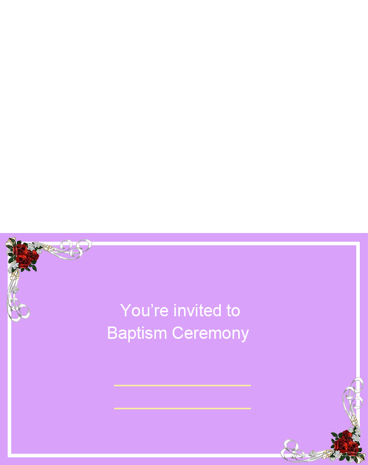 Pink With Roses Baptism Printable Invitations