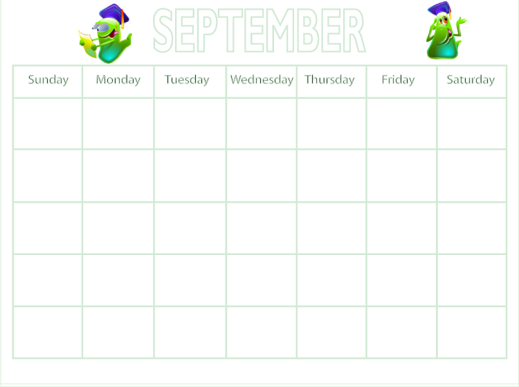 Light Blue Graduation Blank Worm Printable Calendar