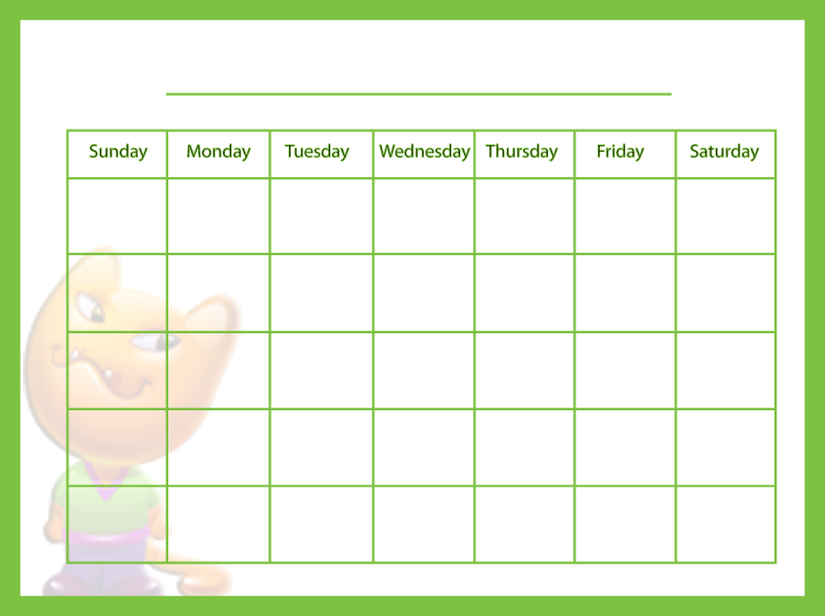 Printable Green Blank Calendar