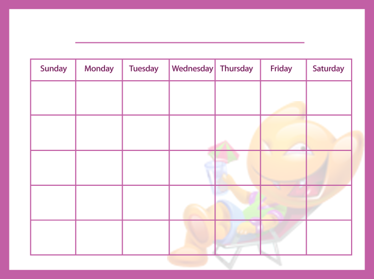 Printable Purple Blank Calendar