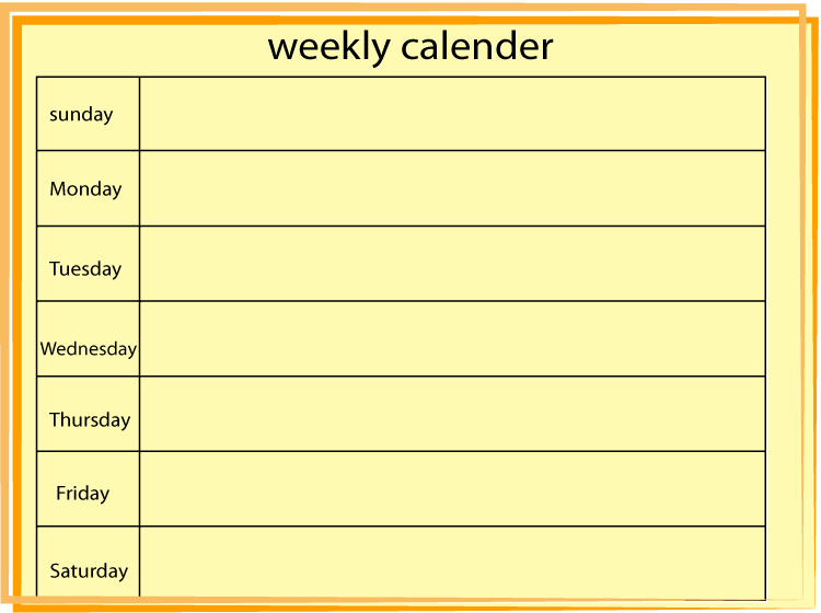 Tan Blank Weekly Printable Calendar