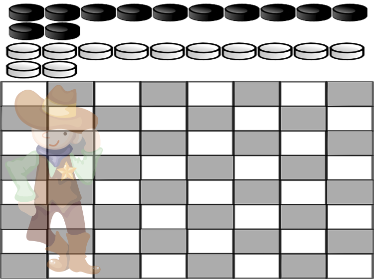 Cheerful Cowboy Printable Checkers Board Game