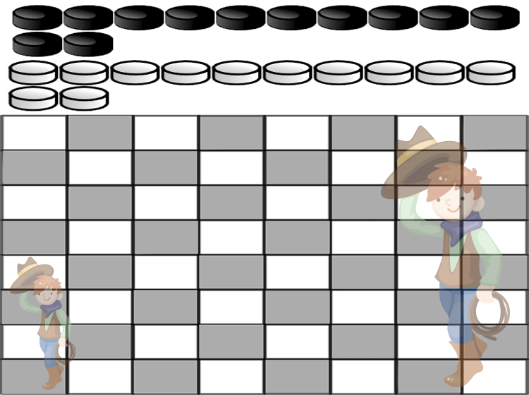 Double Cowboy Printable Checkers Board Game