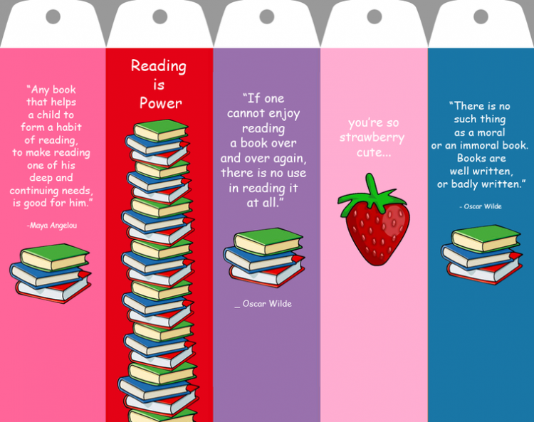 Printable Strawberry Bookmarks