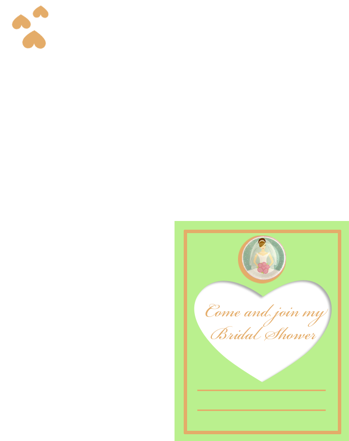 Green Heart Free Printable Bridal Shower Invitation