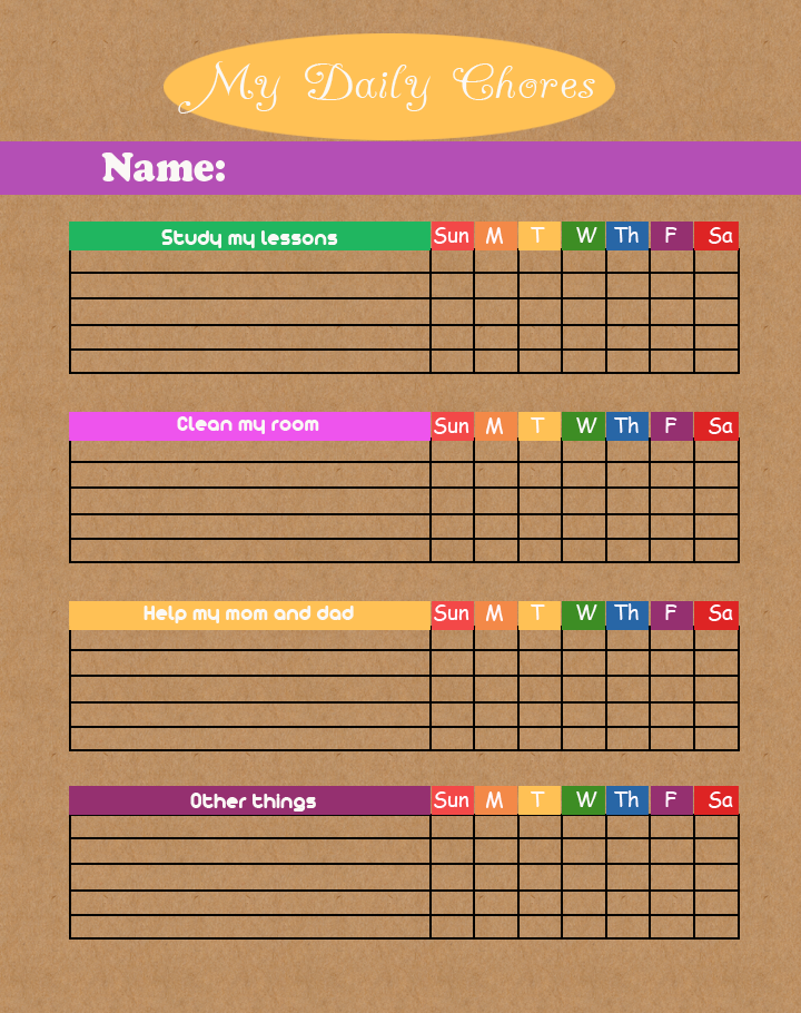 Printable Chore Charts