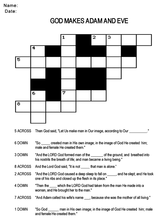 Printable Adam and Eve Church Worksheet