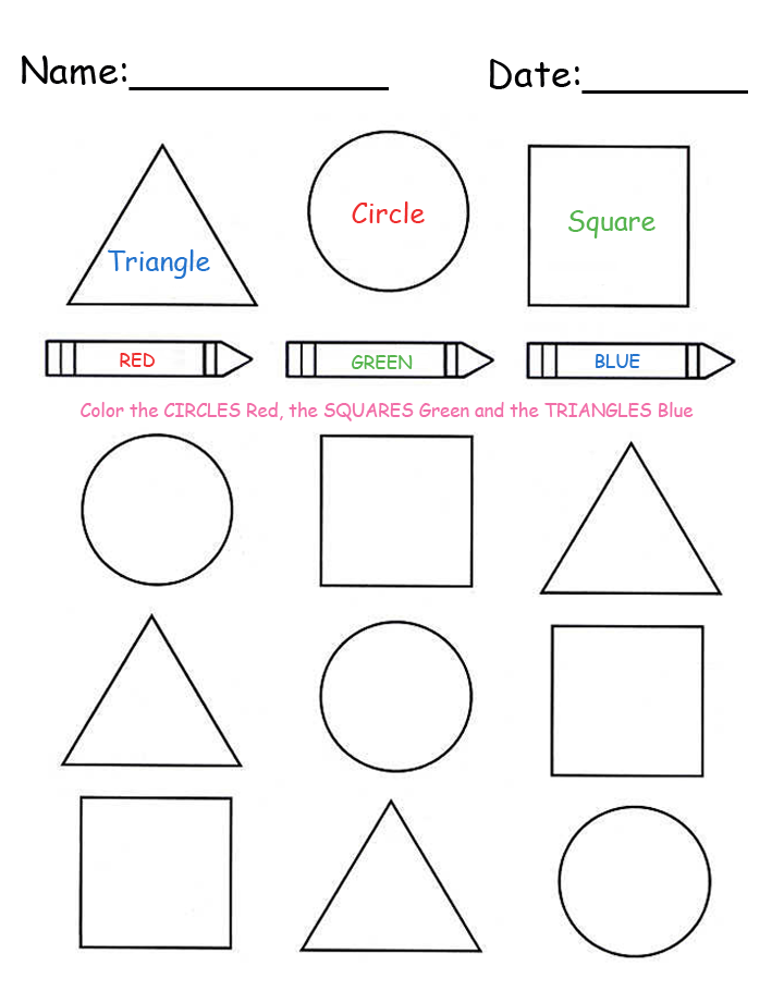 Coloring Shapes Printable Lessons