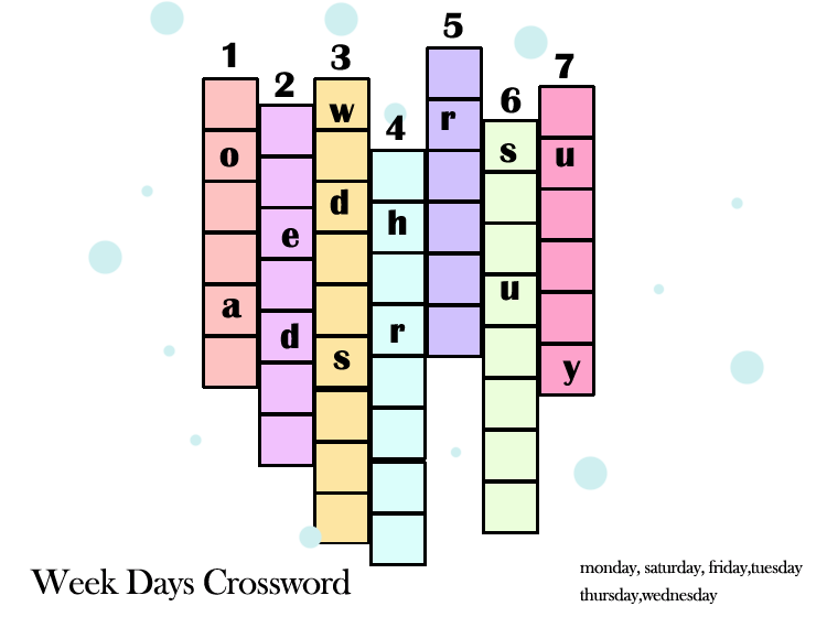 Printable Seven Days Crossword Puzzles