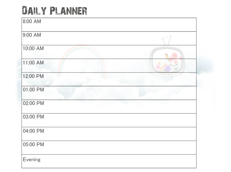 Printable Cloudy Daily Calendars