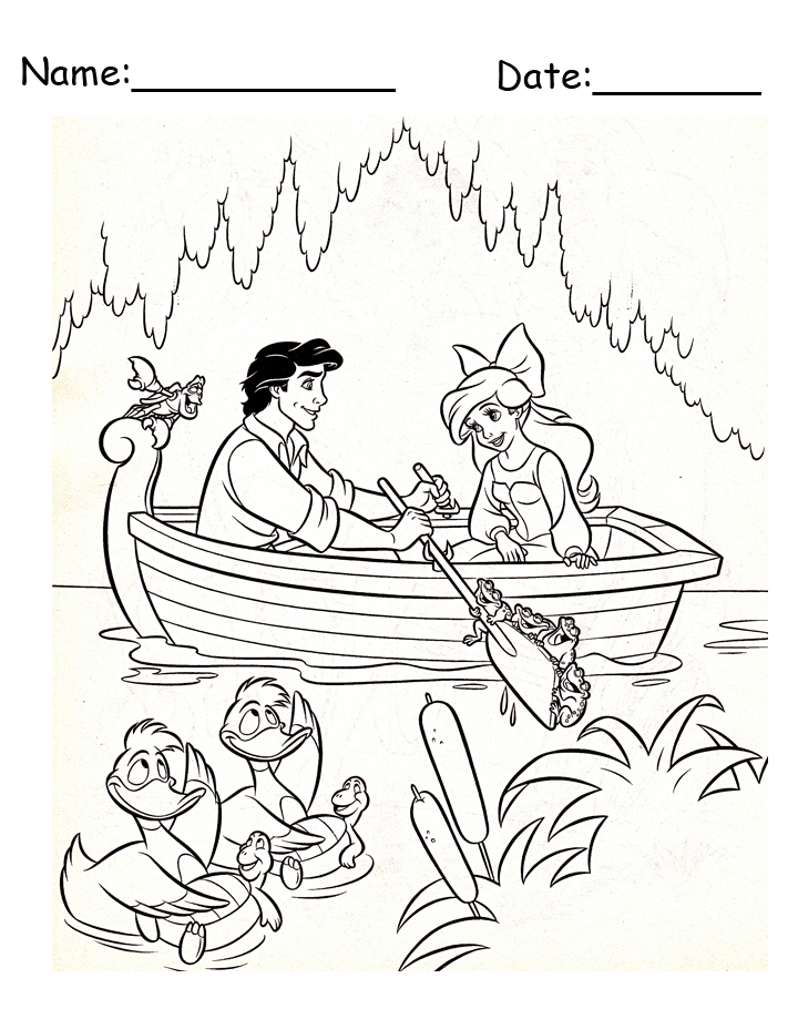 Prince Eric and Ariel Disney Printable Coloring Pages