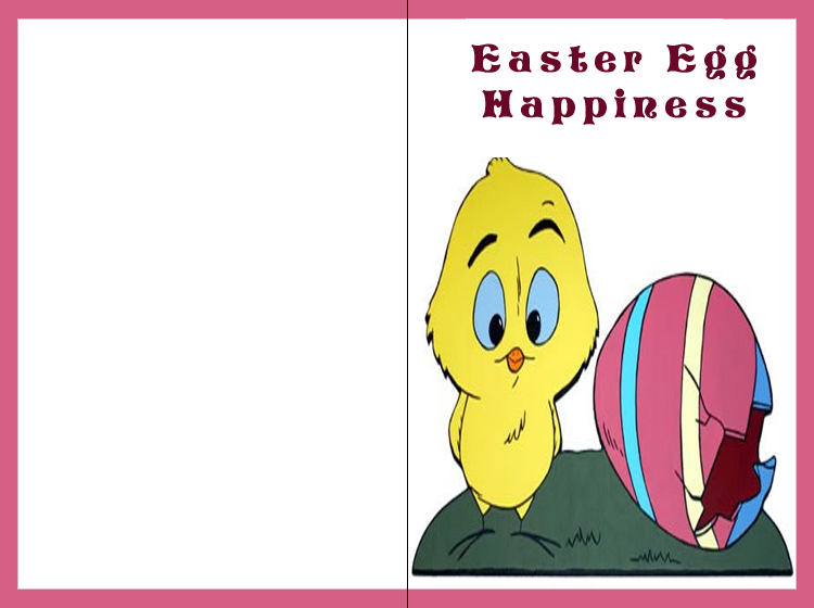 Pink Chick and Easter Egg Printable Easter Card