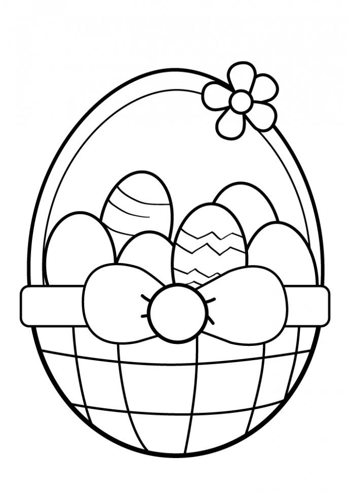Coloring Page Easter Bag full of easter eggs