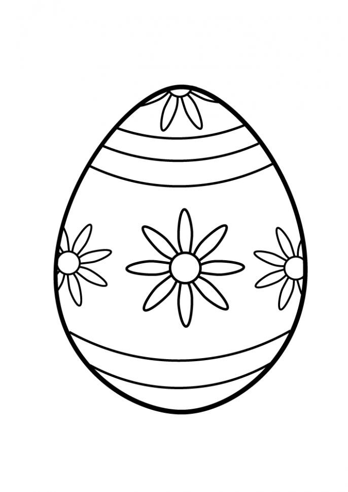 Coloring Page Easter Egg flowers and lines