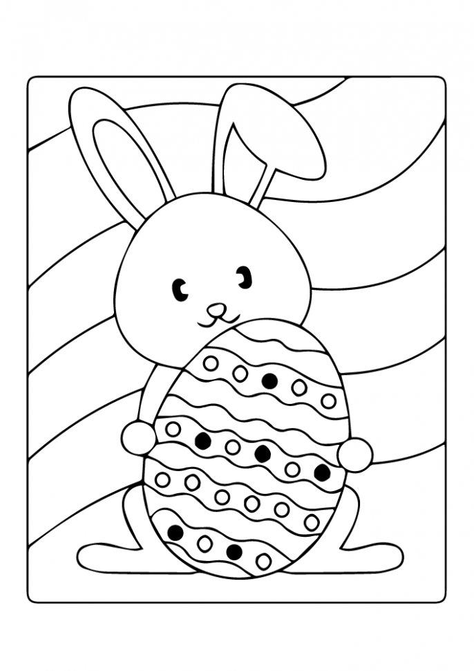Happy Girl Rabbit Easter Printable Coloring Pages
