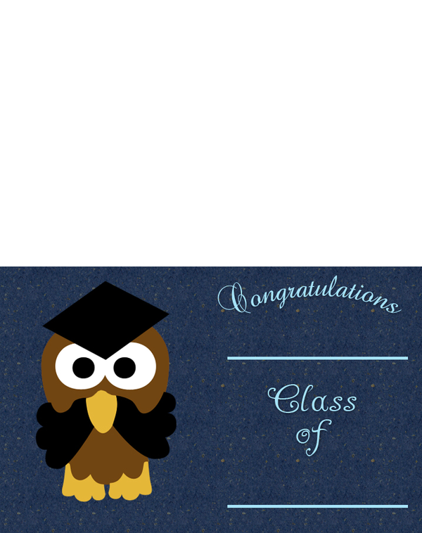 Printable Dark Blue Owl Graduation Invitations