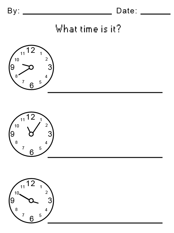Telling Time Printable Kids Worksheets