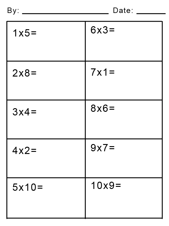 Simple Multiplication Printable Math Worksheets