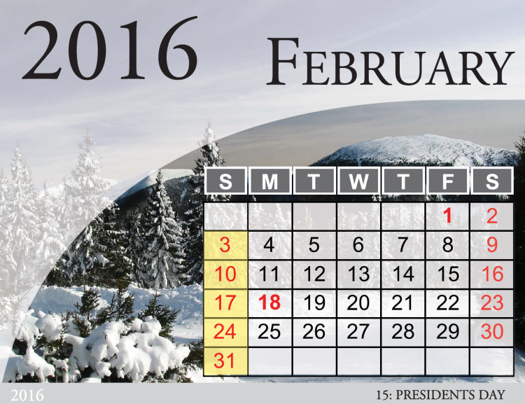 February 2016 Nature Calendar
