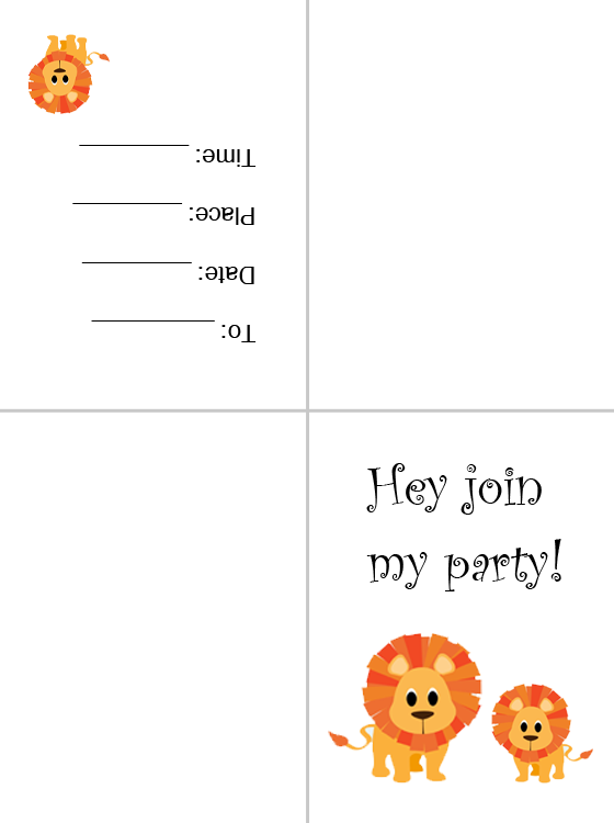 Lion Party Printable Invitations