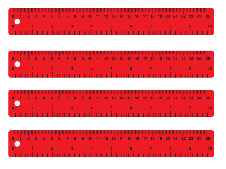 Red Printable rulers