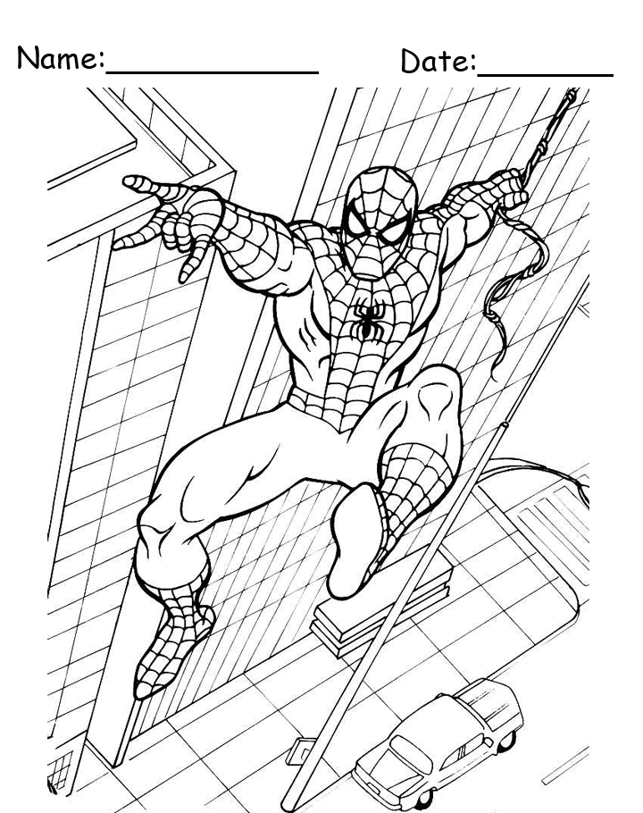 Building Swing Spiderman Printable Coloring Pages