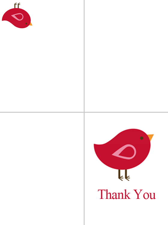 Printable Thank You Cards Birds