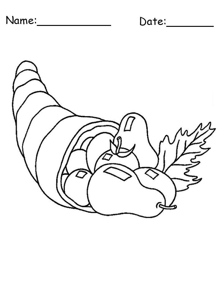 Printable Cornucopia Thanksgiving Coloring Page