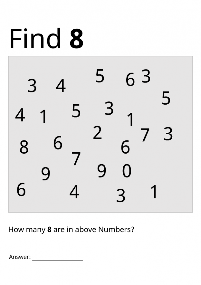 Printable Visual Scanning Worksheet Find 8
