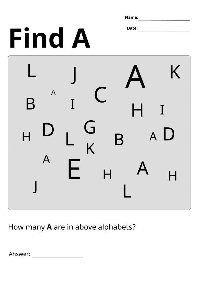 Printable Letters Visual Scanning Worksheets