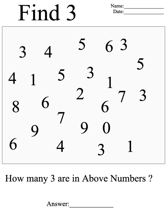 Printable Visual Scanning Worksheet