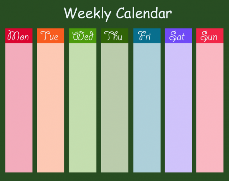 Printable Bright Green Weekly Calendars