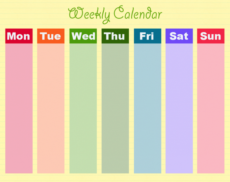 Printable Yellow Weekly Calendars