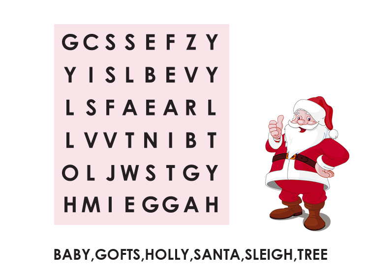 Printable Christmas Search Word Puzzles