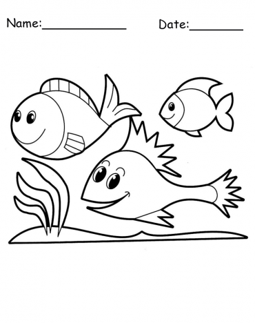 Happy Fish Animal Printable Coloring Pages