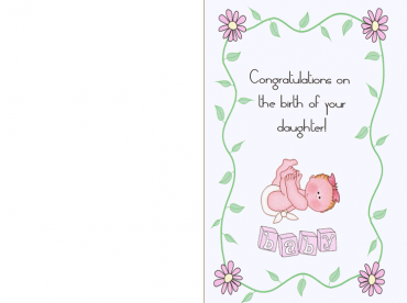 Printable Congratulations Baby Girl Cards