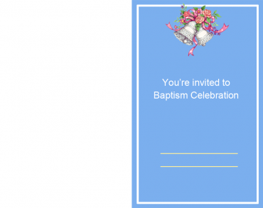Blue With Bells Printable Baptism Invitations