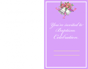Pink With Bells Baptism Printable Invitations
