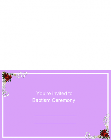 Pink With Roses Baptism Printable Invitations