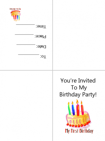Colorful Cake Birthday Printable Invitations