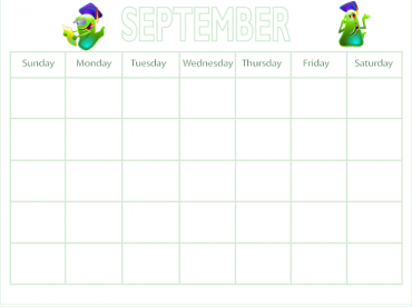 Light Blue Graduation Blank Worm Printable Calendar