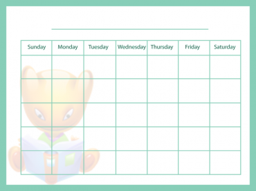 Printable Green Blank Calendar