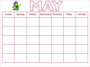 Purple Graduation Blank Worm Printable Calendar