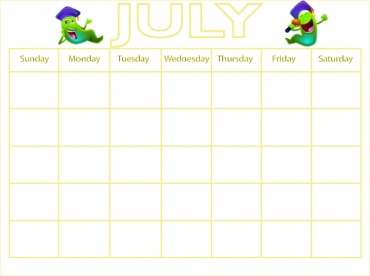 Yellow Graduation Blank Worm Printable Calendar