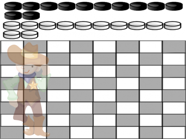 Cheerful Cowboy Printable Checkers Board Game