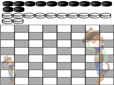 Double Cowboy Printable Checkers Board Game