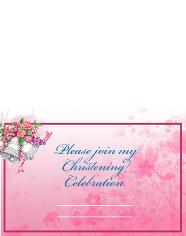 Pink Floral Printable Christening Invitation Crosswise