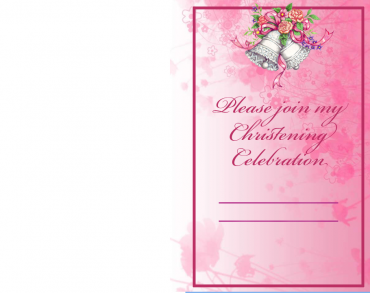 Pink Floral Printable Christening Invitation Lengthwise